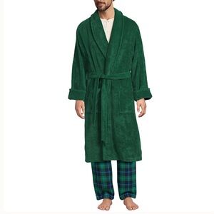 Emerald Green Lands End Men’s Calf Length Terry Robe